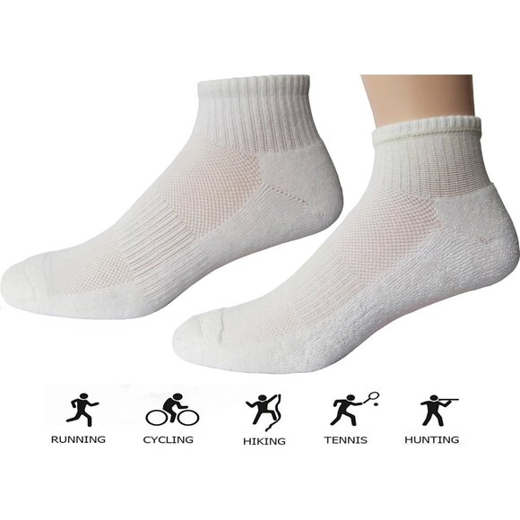 🆕Women White Cotton Athletic Socks 4/6 Pairs Anti-Blister Running Tennis - Picture 3 of 7